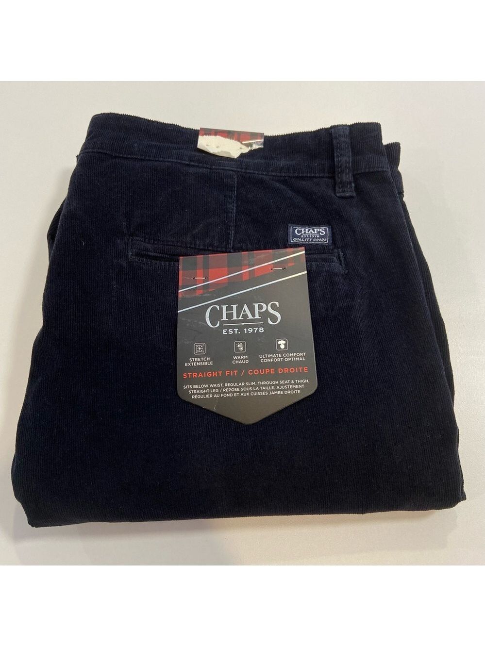 Chaps black corduroy warm straight men’s pants 36 NWT cozy casual office style